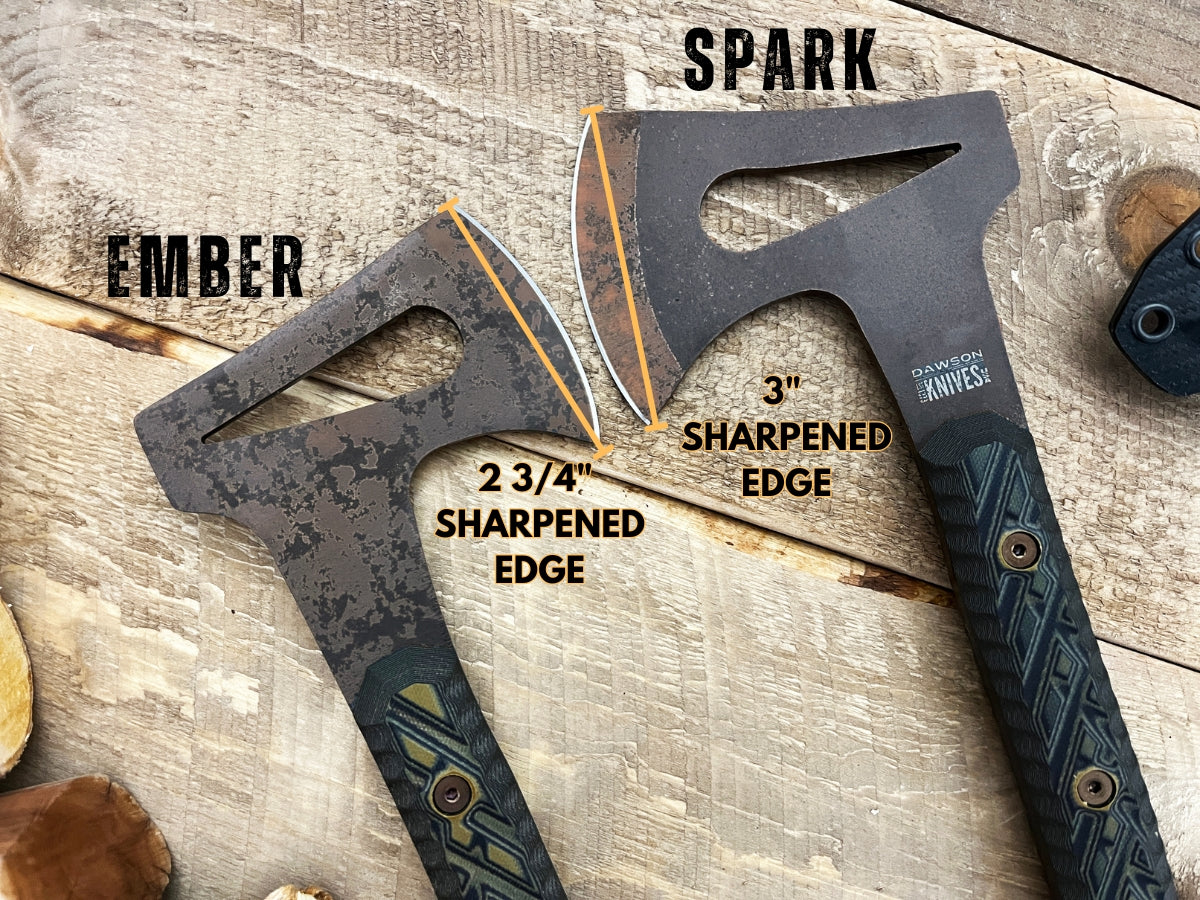 Ember OR Spark | LIMITED RUN Ultralight Camp Hatchet | CPM-3V Steel | Scorched Earth Finish | G10 Handle