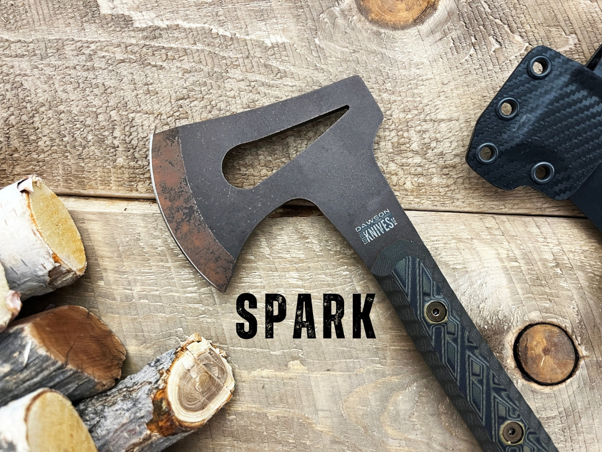 Ember OR Spark | LIMITED RUN Ultralight Camp Hatchet | CPM-3V Steel | Scorched Earth Finish | G10 Handle