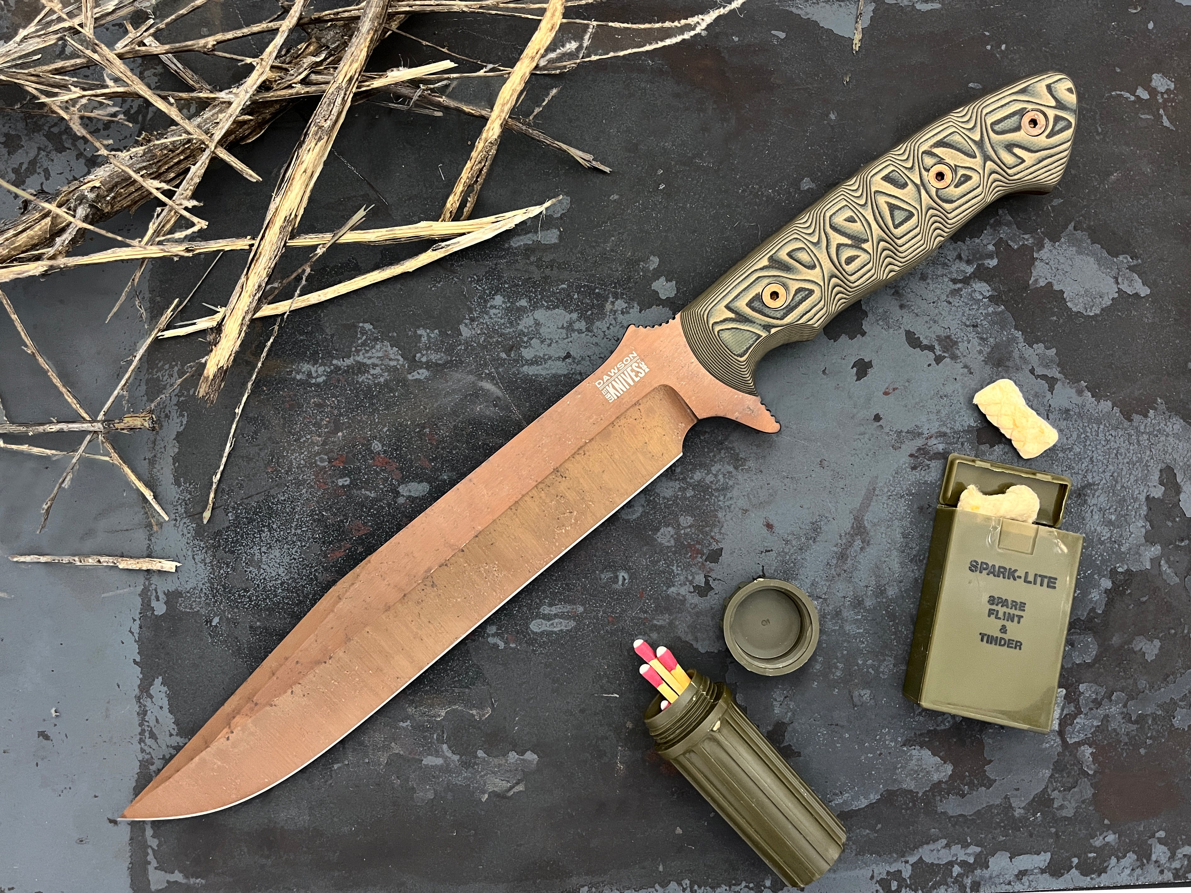 Dawson Knives Big Bear Arizona Copper 3V Two-Tone Carbon Fiber