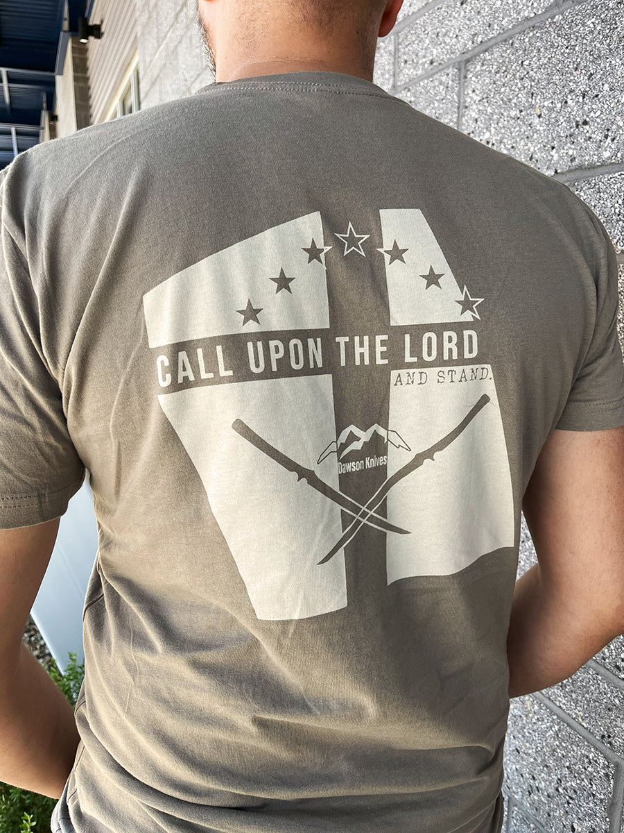 NEW! Dawson Knives Call Upon The Lord and Stand T-Shirt